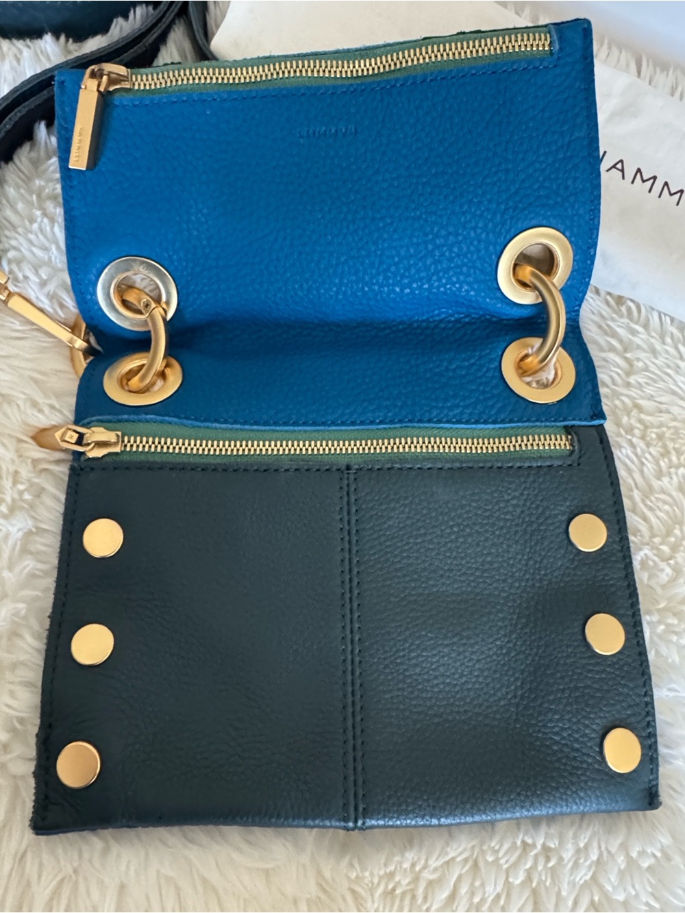 Hammitt Montana Reversible Small Crossbody Bag - Toluca Blue & Gold - Picture 3 of 9